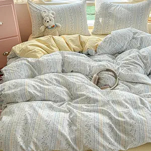 BOLINLIVING Floral Full Comforter Set, Blue&Yellow Vintage Botanical Print