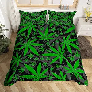 Feelyou Marijuana Leaf Duvet Cover Queen Size for Boys Girls