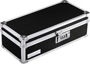 Vaultz Locking Medicine Storage Box, Combo Lock, 3.75x11.88x5.25, Black