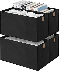 StorageWorks Narrow Closet Baskets, 6"Lx14Wx8H, 4-Pack, Black
