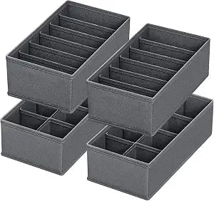 4 PACK Sock Underwear Drawer Organizer Dividers, Collapsible Cabinet Closet Storage Boxes for Clothes, Socks, Lingerie, Underwear, Tie, Belt,Bedroomedroom