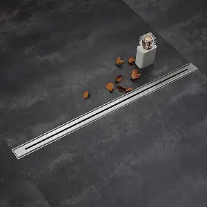 24 Inch Ultra Narrow Linear Shower Drain, Brushed Nickel Extra Slim Shower Drain, 304 Stainless Steel, Easy to Install and Clean for Bathrooms (Drain Base Not Included), LSDE8-31A-24S