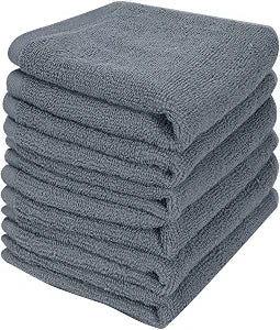 6 Pack Washcloths, 100% Cotton Wash Cloths, 12x12 Inch, Grey