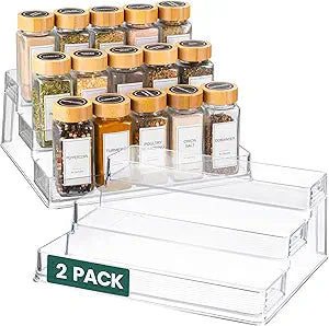 Oizeir Clear Acrylic 3-Tier Spice Rack, Cabinet Pantry Organizer