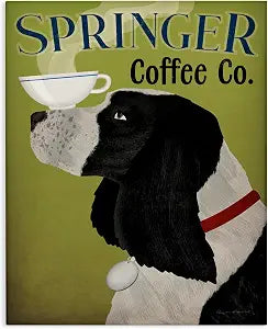 Stupell Industries Springer Coffee Dog, 24 x 30 Inch Canvas Wall Art