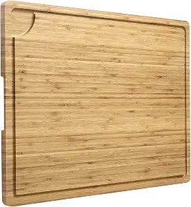 GarveeHome 24 in x18 in Large Cutting Board, Bamboo Wood Cutting Board for Kitchen with Handles and Juice Groove, Reversible Chopping Board for Meat, Cheese Board Charcuterie Serving Tray