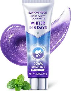 SAKYPRORAL Purple Whitening Toothpaste, Dual Enzyme Stain Removal, 3.88oz
