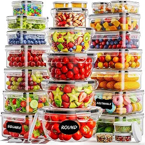 50 PCS Food Storage Containers with Lids BPA-Free (25 Containers & 25 Lids)