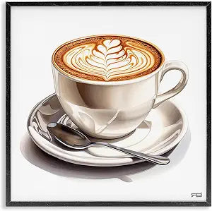 Espresso Latte Geometric Cafe, 17 x 17 Inch Framed Gicle Print