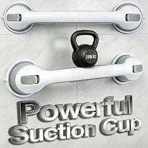 2 Pack 16.25 Grab Bars for Bathtubs and Showers, Shower Handles for Elderly Suction Cup Grab Bars for Shower Wall Heavy Duty, Safety Grab Bar for Seniors Suction Bathroom, No Drilling Waterproof