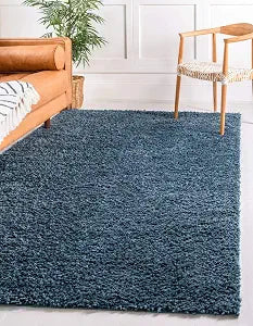 Unique Loom Davos Shag Collection Area Rug - Solid (2' 2" x 3' 1" Rectangle, Marine Blue)