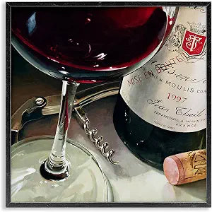 Red Wine Corkscrew Still Life, 17 x 17 Inch Framed Gicle Print