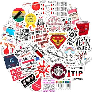 100Pcs Phlebotomy Stickers, Phlebotomy Gifts for Women, Students & Men, Phlebotomist Accessories, Phlebotomist Decals for Laptops & Water Bottles, Gifts for Women & Men