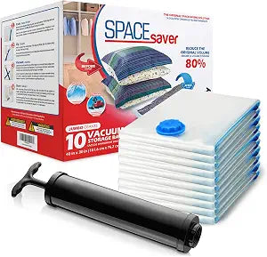 Spacesaver Vacuum Storage Bags with Hand Pump, Jumbo, 10 Pack