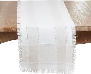 SARO LIFESTYLE Fringed Table Runner Non-Reversible Decorative Table Runner for Dining & Console Tables, 16"x72"