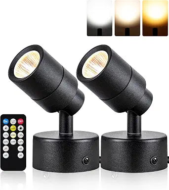 SUNVIE 2 Pack LED Dimmable Uplights Indoor, 3W Floor Spotlight with Remote