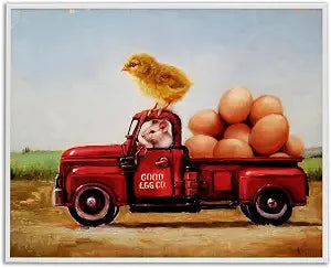 Chick Mouse Farm Egg Truck, 16 x 20 Inch Framed Gicle Print