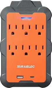 SURAIELEC Multi Plug Wall Outlet Extender, 6 AC Outlets with USB-A & USB-C