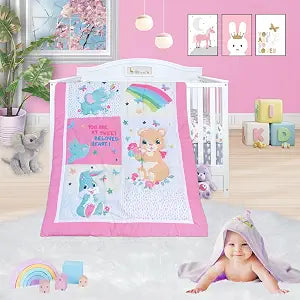 4-Pc Crib Bedding Set for Girls, Nursery for Newborns