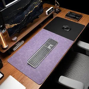 HAUTOCO Cork Desk Mat 31.5"x15.7", Distressed PU Leather & Cloth Desk Pad
