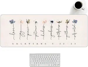 Christian Desk Mat Bible Verses Mouse Pad Flroal 31.5x11.8