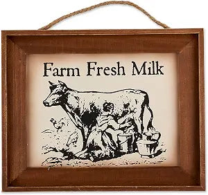 DII Farmhouse Wall Art Sign, Fresh Milk