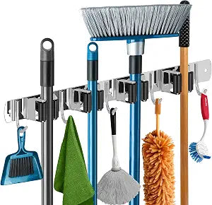 Mop and Broom Holder - Clear Cleaning Clutter and Reclaim Your Space
