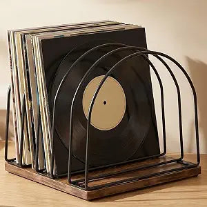 Wooden Vinyl Record Storage Holder, Brown