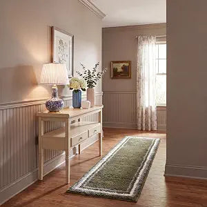 SAFAVIEH Border & Stripe Shag Collection Runner Rug - 2'2" x 8', Green, Modern Design, Plush 1.4-inch Thick, Ideal for High Traffic Areas in Living Room, Bedroom, Dining (BSP251Y-28)