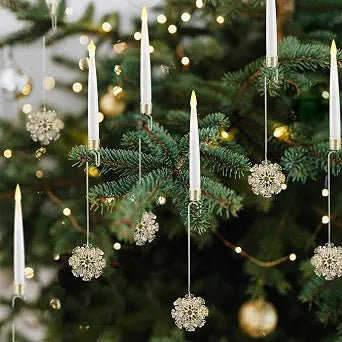 LUSHARBOR Christmas Tree Candles, 10 Pack Flameless Taper Candles for Trees