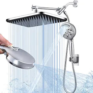 14 Inch Rain Shower Head with Handheld Spray Combo | High Pressure Dual Shower System with 9 Spray Modes, Power Jet & Pause Function, Tool-Free Easy Installation for Home Bathroom Upgrade