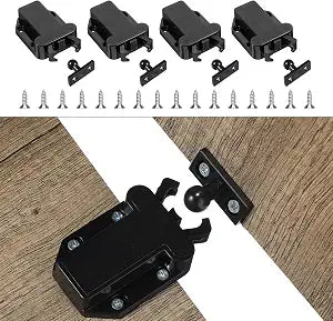 4Pack Push Latches for Cabinets, Push to Open Catch Lock,Safe Rebound Self-Locking Device Drawer Catch Push to Open Door Latch Cabinet Hardware for Cabinet Drawer Wardrobe Kitchen Door