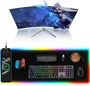 Mouse Pad with Wireless Charging, 31.5" x 11.81"XL Large Desk Mat