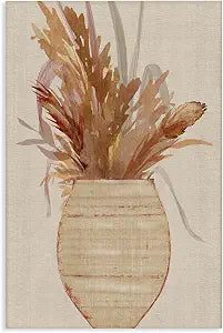 Rustic Wheat Pottery Still Life, 20 x 30 Inch Canvas Wall Art