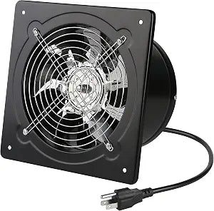 Nalle 8 inch Exhaust Fan 80W 500CFM Through-wall installation Ventilation Fan 110V Exhaust Smoke Fan Ventilation with Power Cord for Kitchen,Bathroom,laundry room,Toilets,Garage (Black