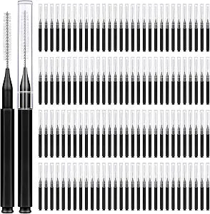 MAPVOLUT 120 Pieces Interdental Brushes, Braces Brush Cleaner Orthodontic Flossers Toothpicks Floss Picks for Braces Kit for Teeth Cleaning Tools Spiral Dental Brush Head for Efficient Oral Care Black