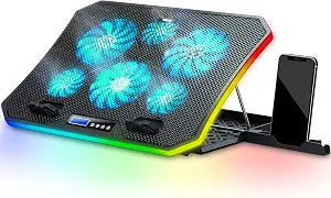 TopMate C12 Laptop Cooling Pad RGB Gaming Notebook Cooler for Desk/Lap Use