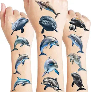 96 PCS Dolphin Realistic Pre Cut Temporary Tattoos