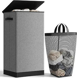 SOLEDI 100L Laundry Hamper with Lid, Large Collapsible Laundry Basket