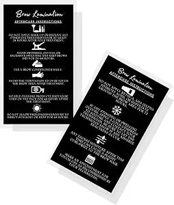 Brow Lamination Aftercare Instruction Cards | 50 Pack | 2x3.5��� inches Business Card Size | Starter Lift Kit At Home DIY Brow Lift and Tint | Snatched Brows Black with White Icons