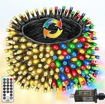 YIQU 108FT Color Changing Christmas Lights with Remote Timer 300 LED
