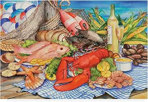 Trademark Fine Art Seafood Platter by Kathleen Parr McKenna, 12x19