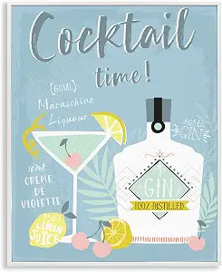 Cocktail Time Gin Recipe, 11 x 14 Inch Framed Gicle Print