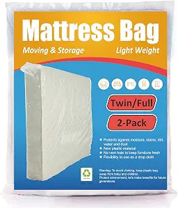 ComfortHome Mattress Bag for Moving and Storage, Fits Twin and Full Size Mattress, 2 Pack, Clear