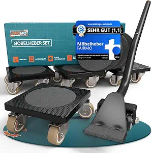 Furniture Lifter & Moving Kit, 5-Piece Furniture Movers with 360 Wheels, 440 lb Capacity, 25.6" Extra-Long Lever, Non-Slip Pads, Heavy-Duty Furniture Moving Sliders for Appliances & Furniture