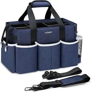 Ytonet Wearable Cleaning Caddy Bag, Large Cleaning Supplies Organizer, Blue