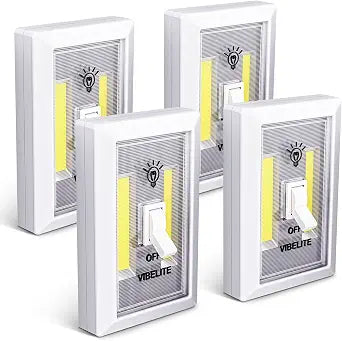 Battery Light Switch, Battery Operated Light, White, 4-Pack,Battery Exclude