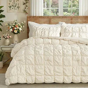 Am��lie Home Twin Comforter Set, Bubble Textured, Beige, 3-Piece