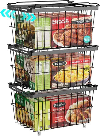 iSPECLE Freezer Organizer Bins - Adjustable Width & Extra Depth, 3 Pack