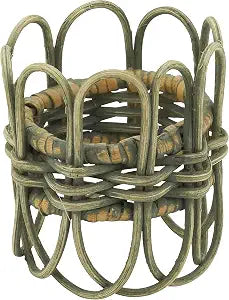 Saro Lifestyle Twisted Rattan Napkin Rings (Set of 4), Grey, 1.5"